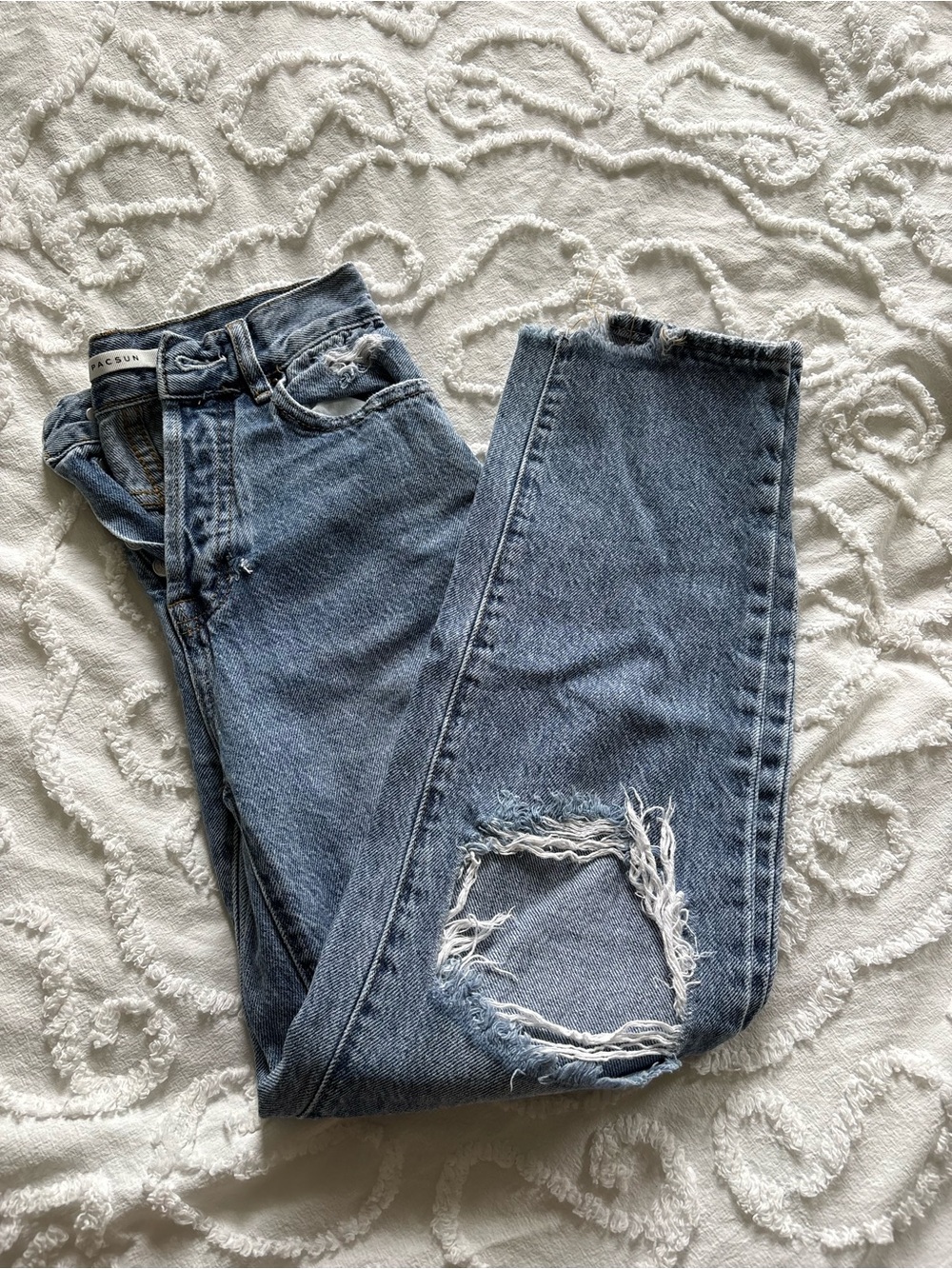 PacSun Women's Distressed Blue High-Rise Jeans size 22